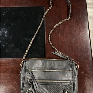 Black Faux Leather Crossbody Bag